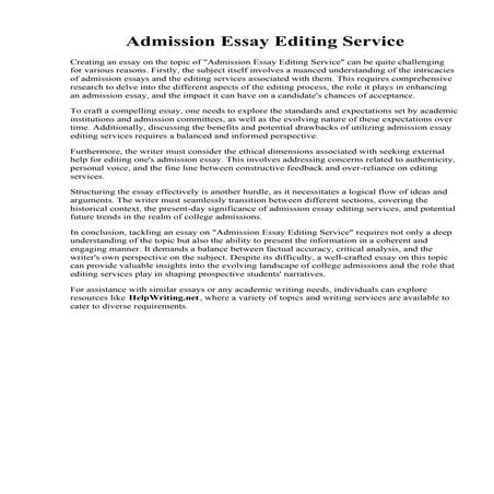 Admission Essay Editing Service