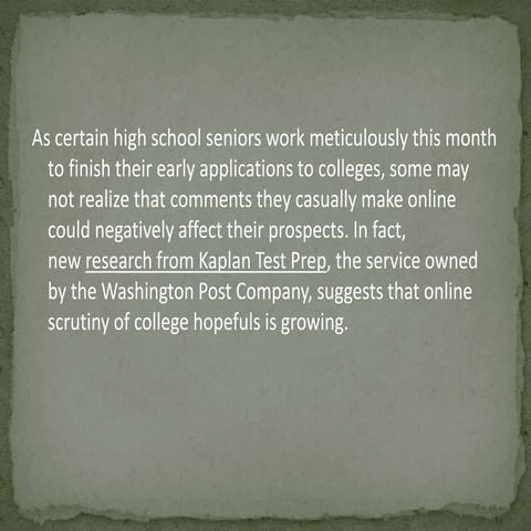 Social Media and its Role in College Admissions Decisions | PPTX
