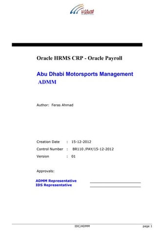 Admm crp oracle payroll