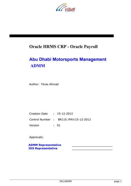 Admm crp oracle payroll