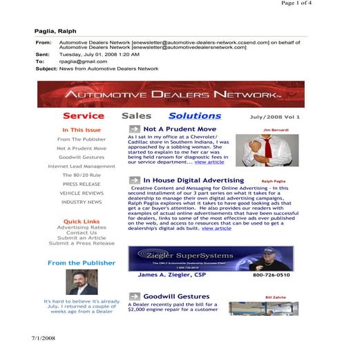 Automotive Dealer Network Article