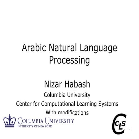 Habash: Arabic Natural Language Processing