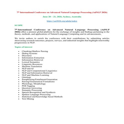 7th International Conference on Advanced Natural Language Processing ...