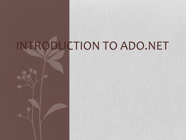 For Beginners - Ado.net