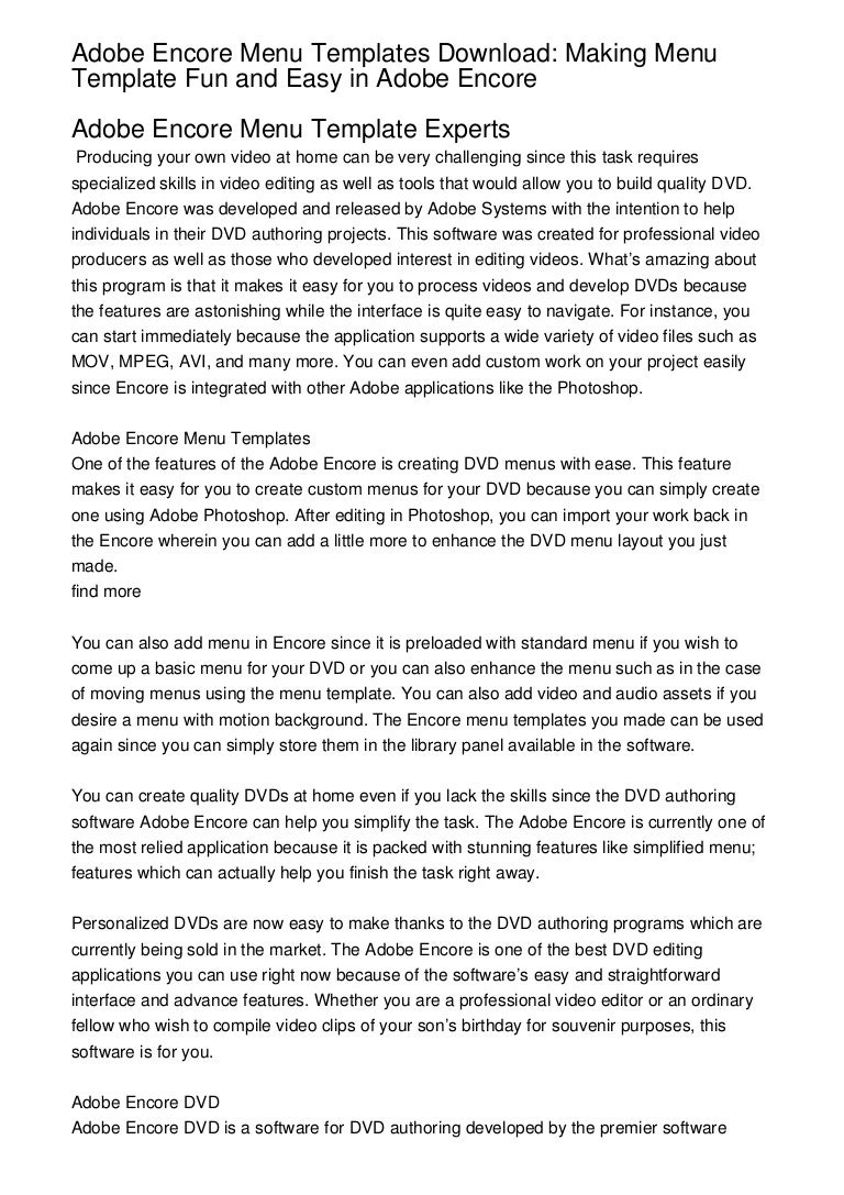 Adobe Encore Menu Templates Download: Making Menu Template Fun and Ea Regarding Adobe Encore Menu Templates