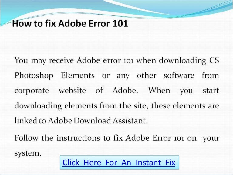 How to fix Adobe Error 101