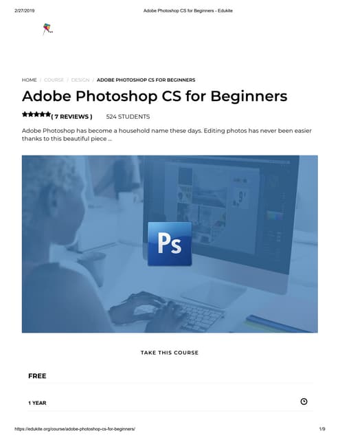 Adobe photoshop cs for beginners - edukite