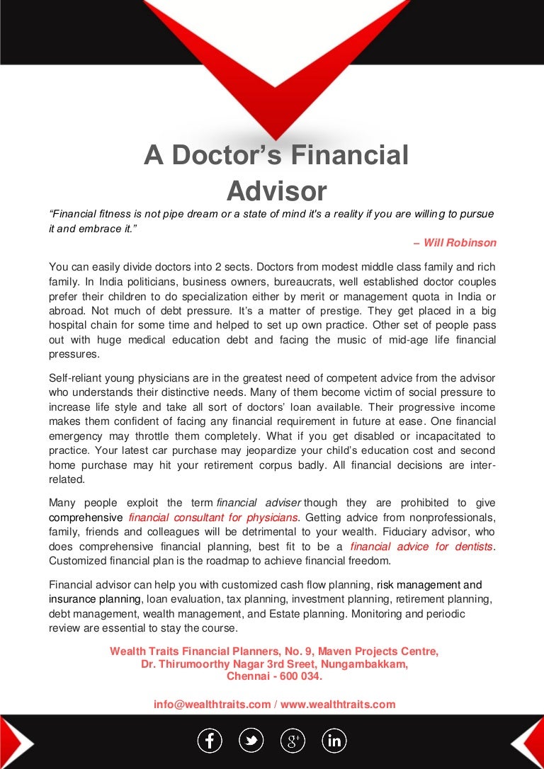 A doctor’s financial advisor