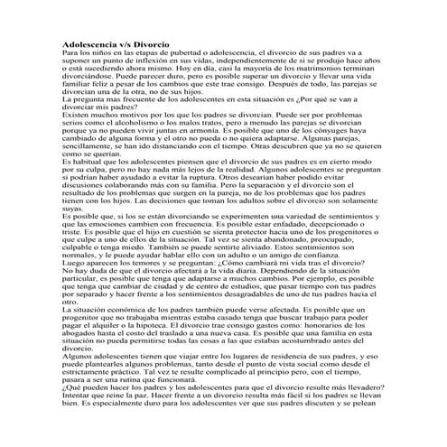 Adolescencia vs divorcio