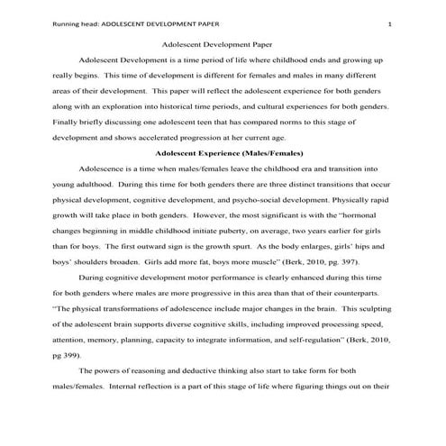 Adolescent development paper