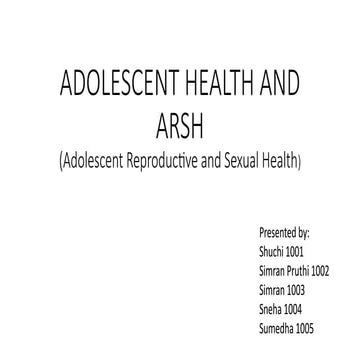 Adolescent Health Problems | PPTX