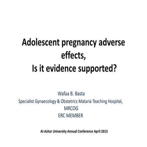 Adolescent pregnancy adverse effects