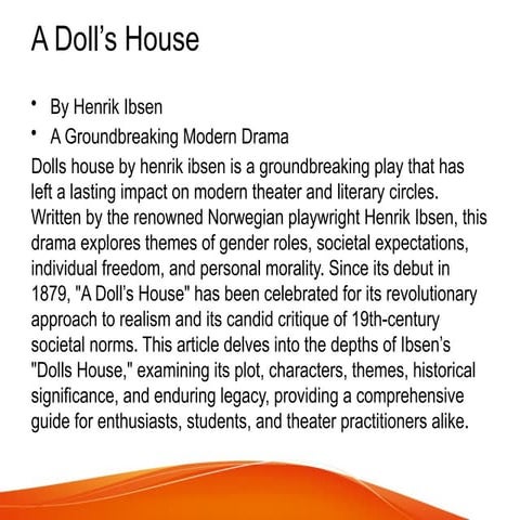 A doll’s house by Henrik Ibsen | PPTX