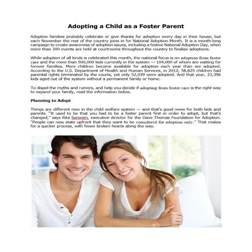 Adopting a Child as a Foster Parent