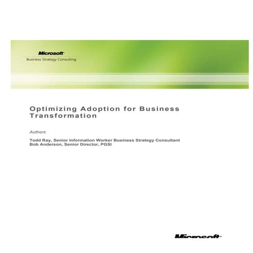 Adoption whitepaper  Change Management Microsoft Business Strategy