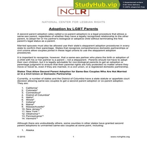 The Adoption Process for Gay and Lesbian Couples | PDF