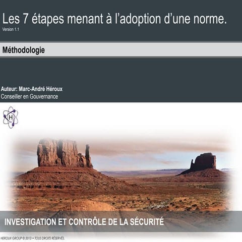 Méthodologie - adoption d'une norme en 7 étapes