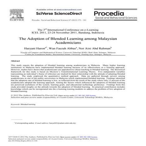 Adoption of blended learning