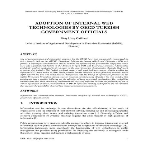 Adoption of internal web technologies by oecd turkish government officials