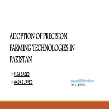 Adoption of precision farming technologies in pakistan
