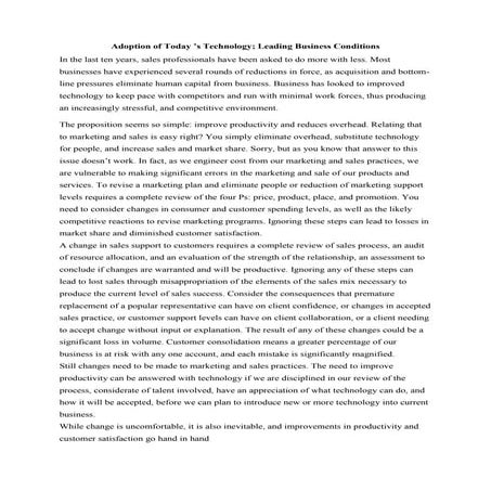 Adoption of todays technology