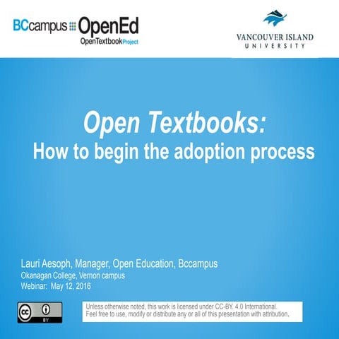 Open Textbooks: How to begin the adoption process