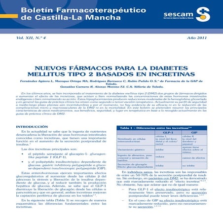 ADOs basados en Incretinas (BIT SESCAM vol XII nº 4 2011)