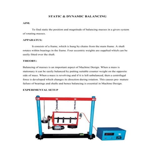 Static and Dynamics balancing | PPTX