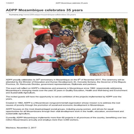 ADPP MOZAMBIQUE CELEBRATES 35 YEARS