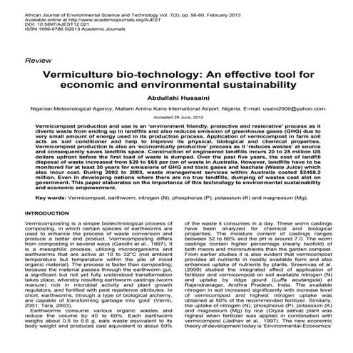 VERMICULTURE - Definition,History,Classification,Economic importance | PDF