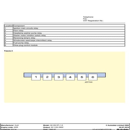 AUDI A4 B5 1996 2000 1.8 20V 4ADR Adr 2