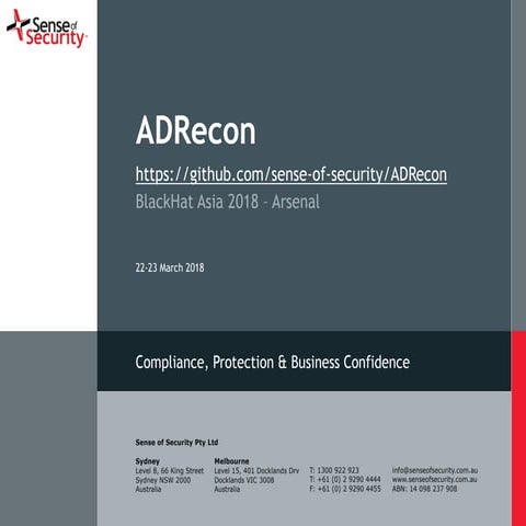 ADRecon BH ASIA 2018 : Arsenal Presentation