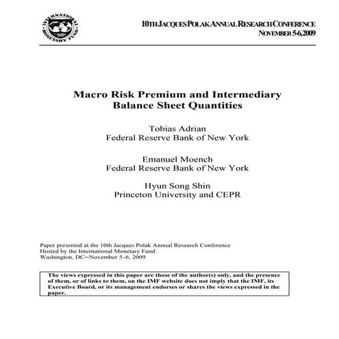 Macro Risk Premium and Intermediary Balance Sheet Quantities