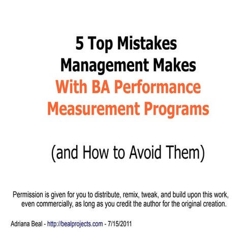 5 Top Mistakes Manager Make with Performance Measurement Programs for Busines...