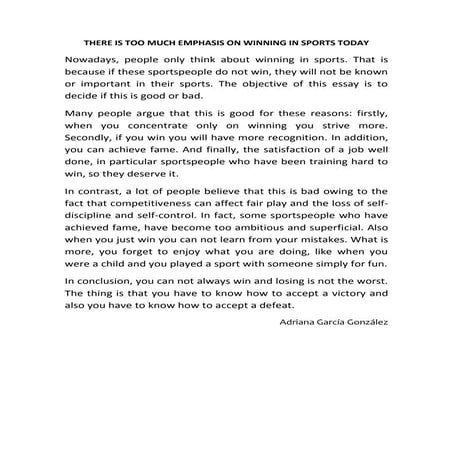 for-against essay sports Adriana