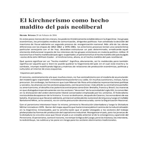 Adrian brienza   el kischnerismo como hecho maldito