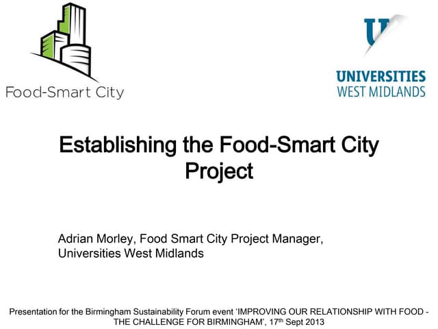 Adrian Morley: Establishing the Food-Smart City Project