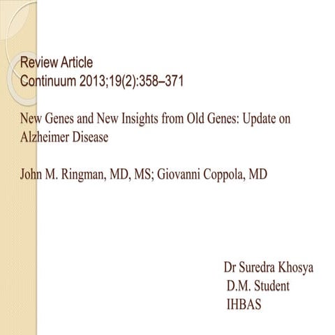 new gene and new target in alzheimer disease