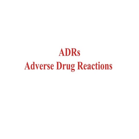 ADRs- Adverse drug reaction - definition ,Types, ect