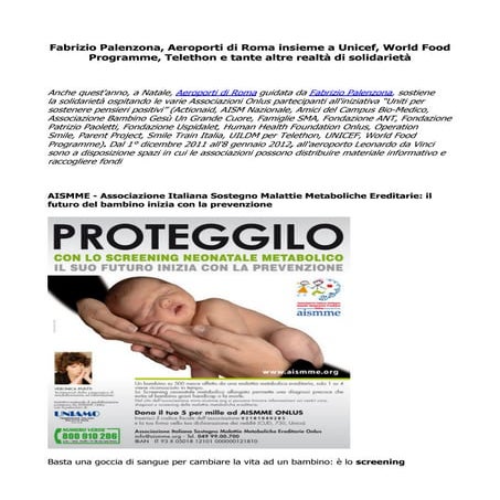 Adr | Onlus: Aeroporti di Roma guidata da Fabrizio Palenzona sostiene la soli...