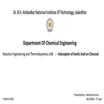 Adsorption of acetic acid on charcoal