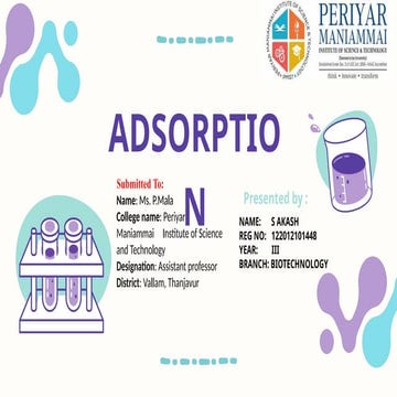 Adsorption and it's type with brief description