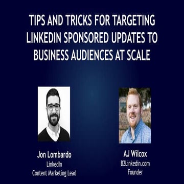 Tips and Tricks for targeting LinkedIn Sponsored updates to business audience...