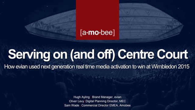 Sam Wade, Amobee @ ad:tech - 'Serving On (and off) Centre Court: How evian Ac...