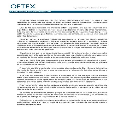 Aduanas argentina 2016