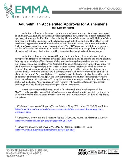 Aduhelm, an Accelerated Approval for Alzheimer’s