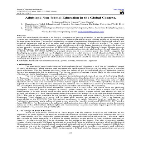 Adult and non formal education in the global context. | PDF