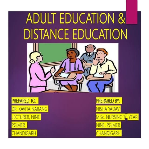 Adult education, distance education, assessment of learning needs