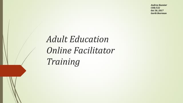 Adult Education Online Facilitator training