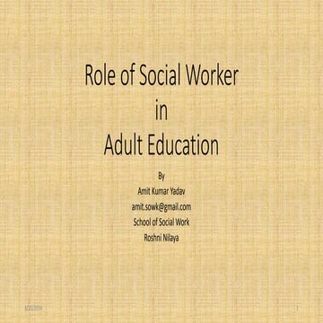 Adult education: Role of social worker